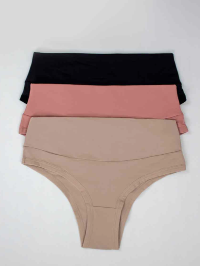 KIT 3 CALCINHAS MICROFIBRA CÓS DUPLO ALTA